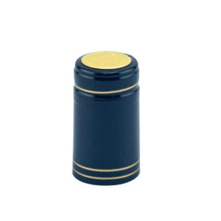 Shrink Caps Blue W/ Gold Stripe 100/ Pack