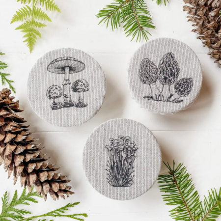 Mushroom Bowl Cover Set of 3 – Mini 5” | Reusable Organic Cotton Food Covers