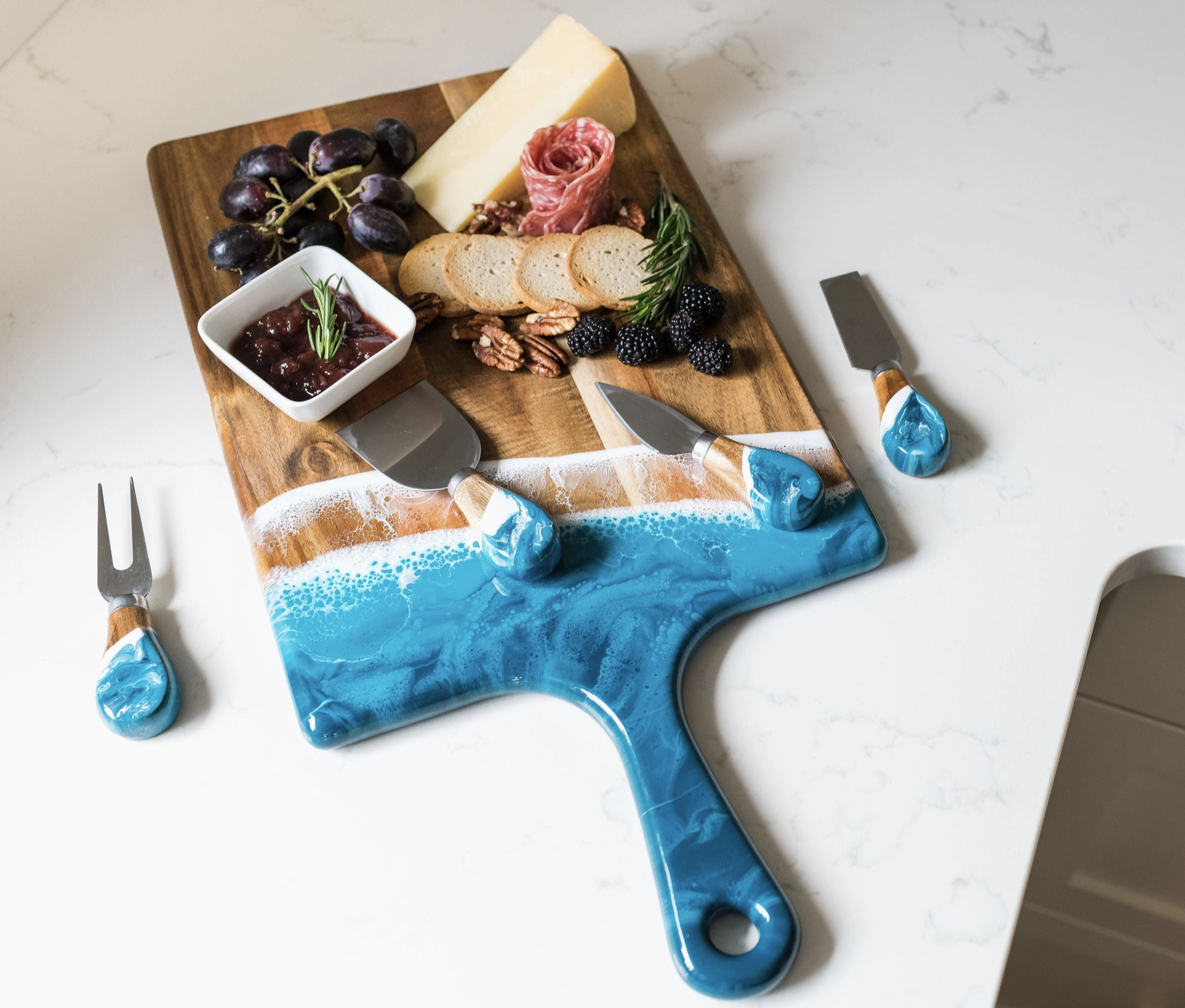 Resin Coated Cheese Knife Set Ocean Vibes- Lynn & Liana Designs - Image 2