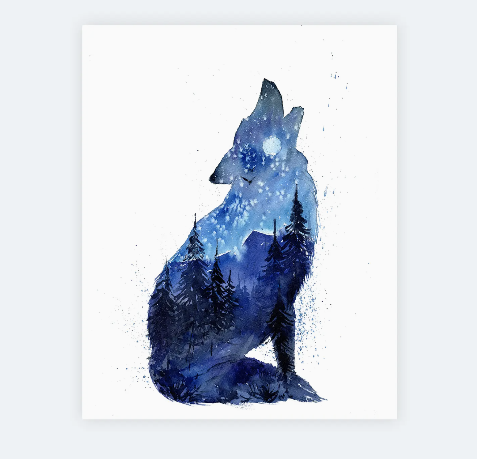 Lone Wolf Watercolor Art Card- Elena Markelova Arts - Image 3