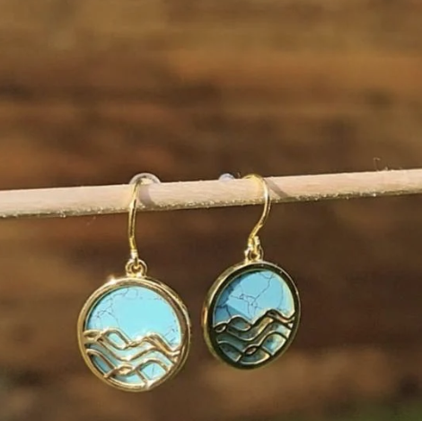 Torquoise Little High Tide Circle Earrings Silver- Joie Designs