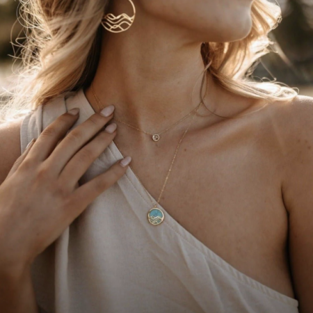 Torquoise Little High Tide Reversible Necklace Gold- Joie Designs