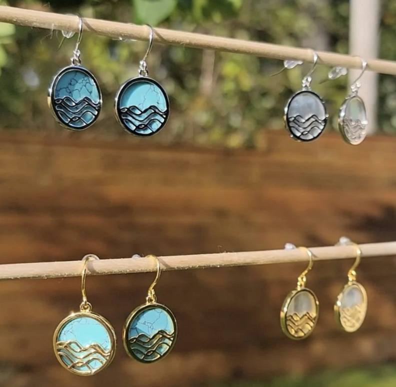 Torquoise Little High Tide Circle Earrings Silver- Joie Designs - Image 2