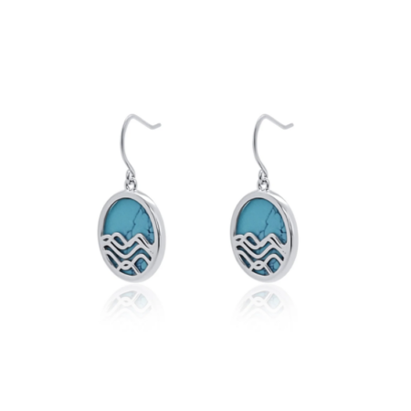 Torquoise Little High Tide Circle Earrings Silver - Joie Designs