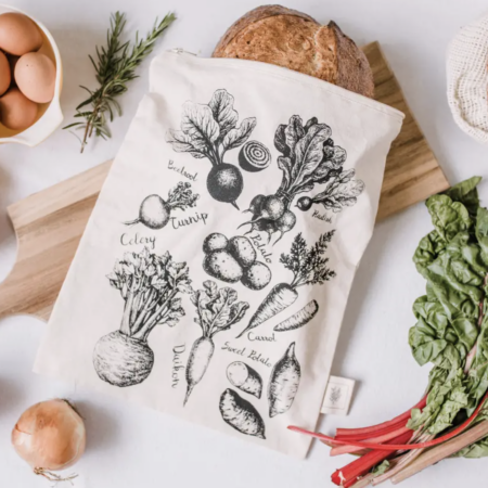 Reusable Root Vegetable Zipper Bag – Large Organic Cotton Storage Bag