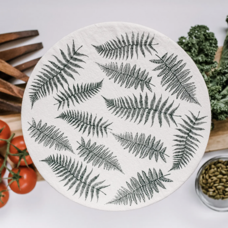 Reusable Fabric Bowl Cover – Fern XL 12.5” Organic Cotton