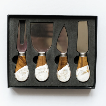 Resin Coated Cheese Knife Set Gold Quartz- Lynn & Liana Designs