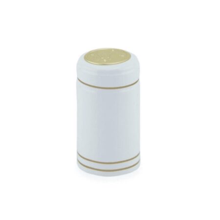 Shrink Caps White w/ Gold Stripe 100/ Pack